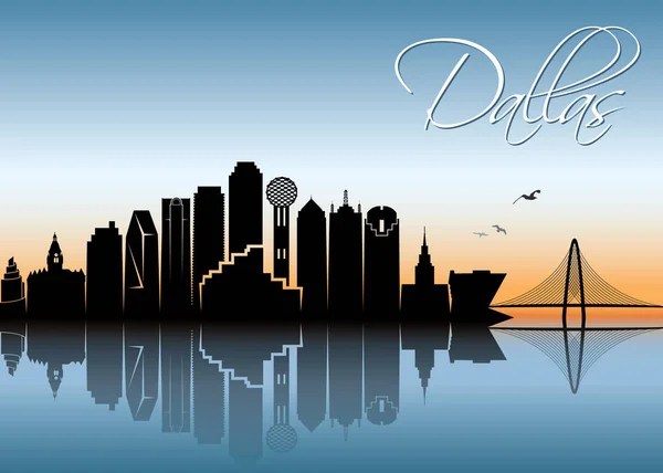Dallas skyline van silhouet — Stockvector