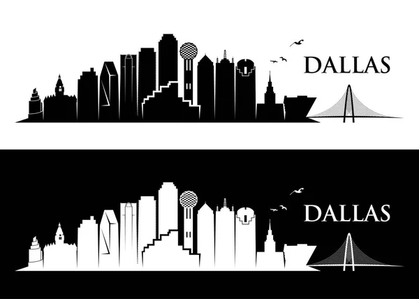 Dallas manzarası siluet — Stok Vektör