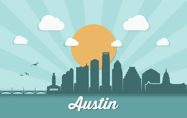 Austin Panorama silueta — Stockový vektor