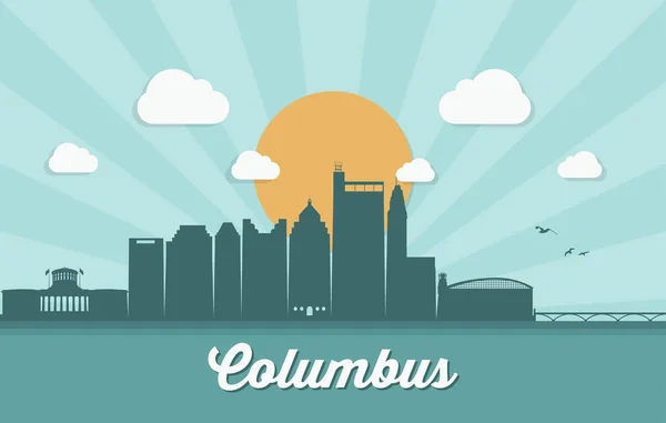 Kolumbus Skyline Illustration — Stockvektor