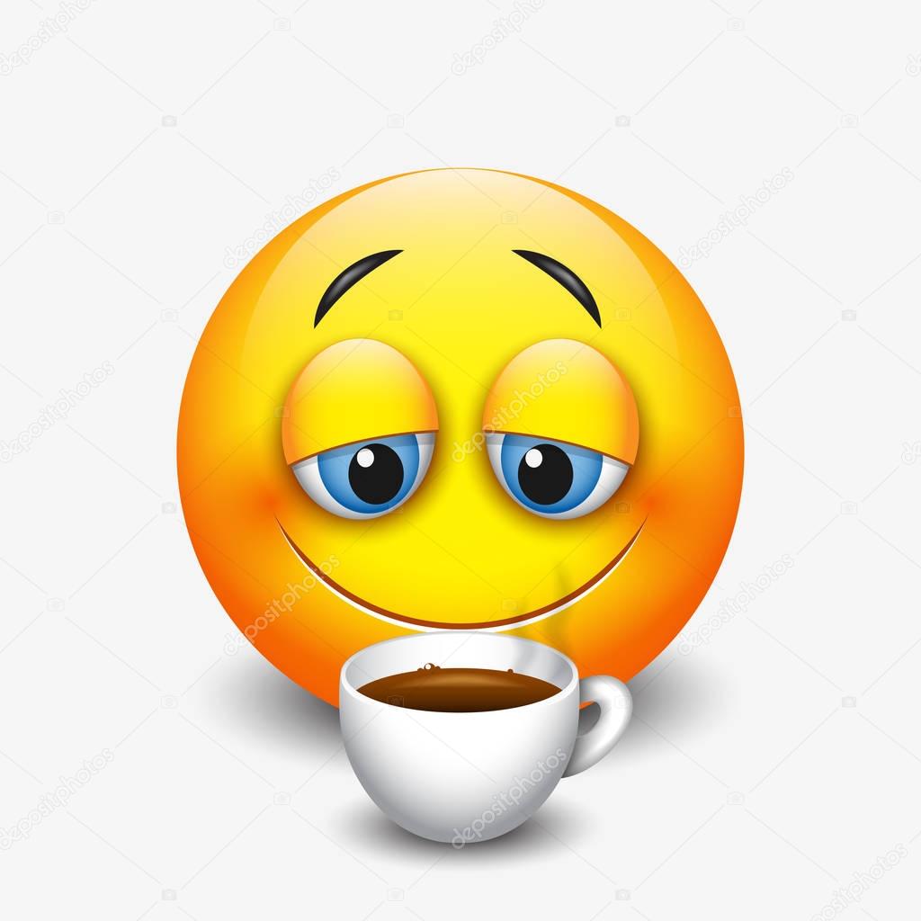 Sleepy emoticon koffie drinken  Stockvector  I Petrovic 