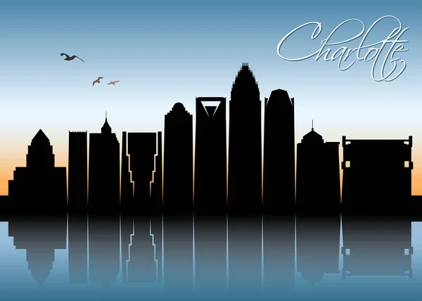 Charlotte skyline, North Carolina — Stock Vector