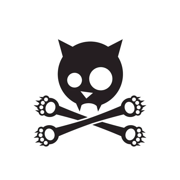 Cat skull and crossbones cross paws — Stock Vector