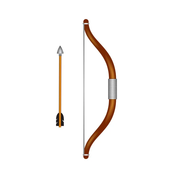 Arco y flecha sobre blanco — Vector de stock