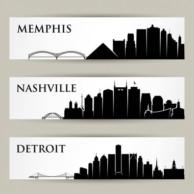 united states cities skylines set clipart
