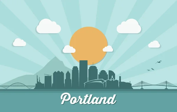 Portland city skyline — Stock Vector