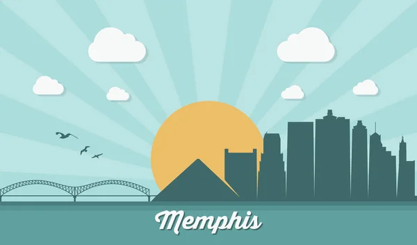 Skyline di Memphis City — Vettoriale Stock