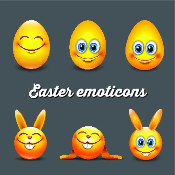 Set of cute Easter emoticons — Stock Vector