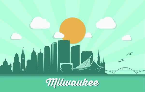 Milwaukee skyline Wisconsin - Stok Vektor