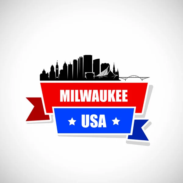 Milwaukee skyline bandera de la cinta — Vector de stock