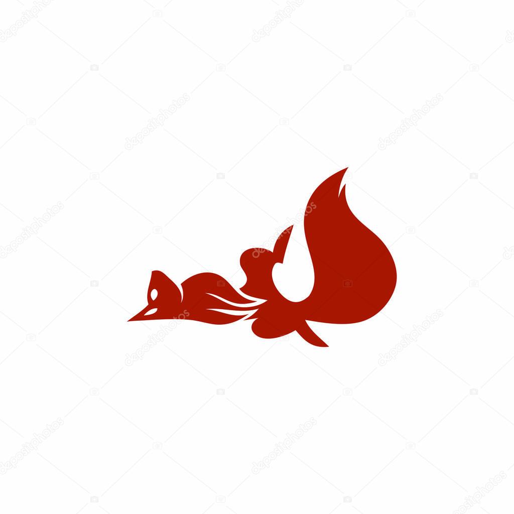 Red cartoon squirrel - vector illustration