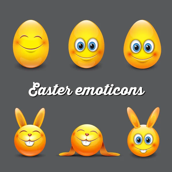 Set of cute Easter emoticons — Stock Vector