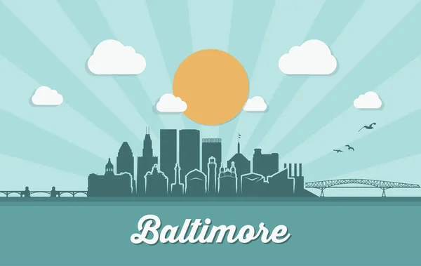 Baltimore skyline - Maryland — Stock Vector