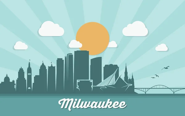 Milwaukee skyline Wisconsin - Stok Vektor