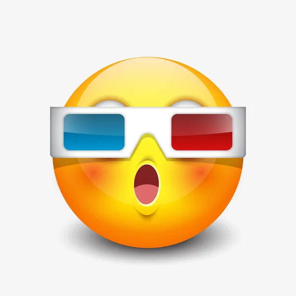 Emoticon bonito vestindo óculos 3d —  Vetores de Stock