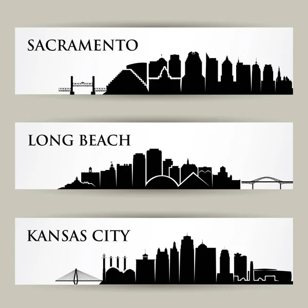 Verenigde Staten van Amerika steden skylines — Stockvector