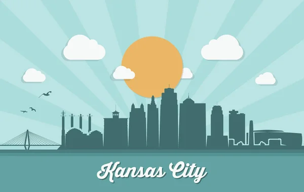 Skyline di Kansas City - Missouri — Vettoriale Stock
