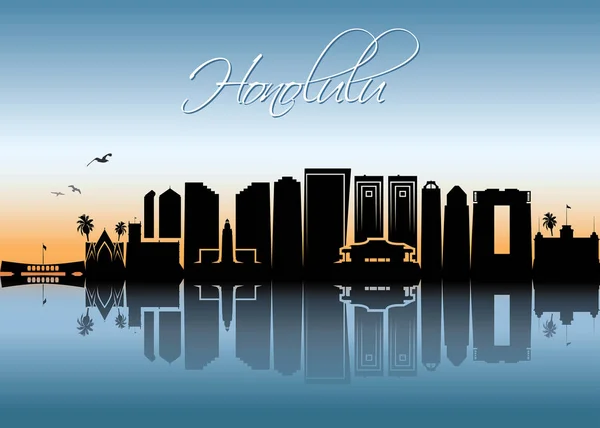 Cidade de Honolulu Skyline — Vetor de Stock