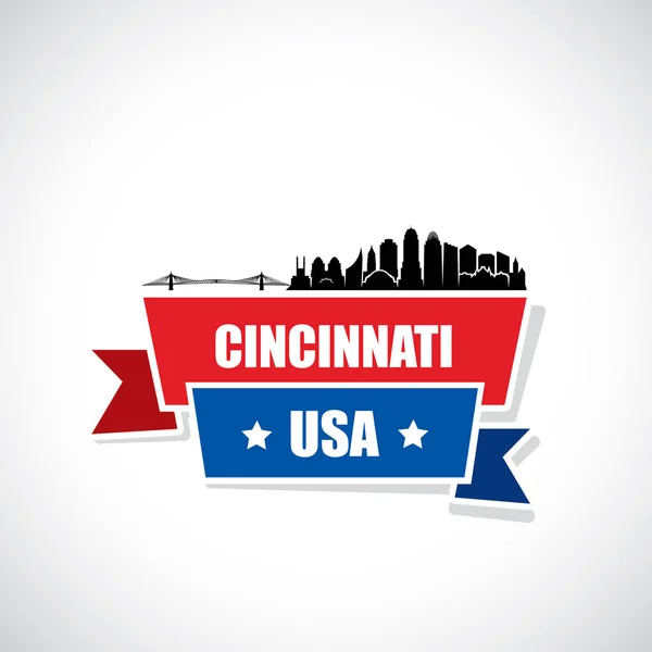 Cincinnati skyline - bandera de cinta — Archivo Imágenes Vectoriales