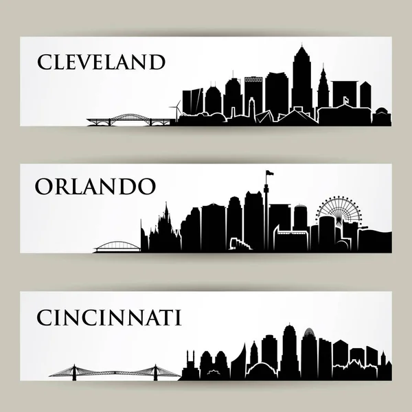 Línea del horizonte de Cleveland Ohio — Vector de stock