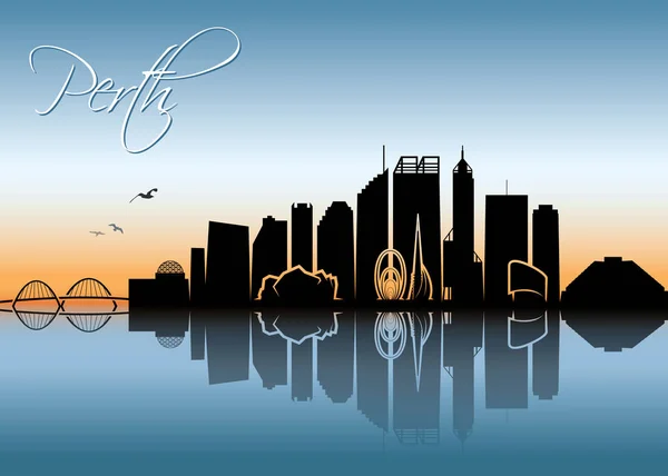 Horizonte de Perth - Australia — Vector de stock