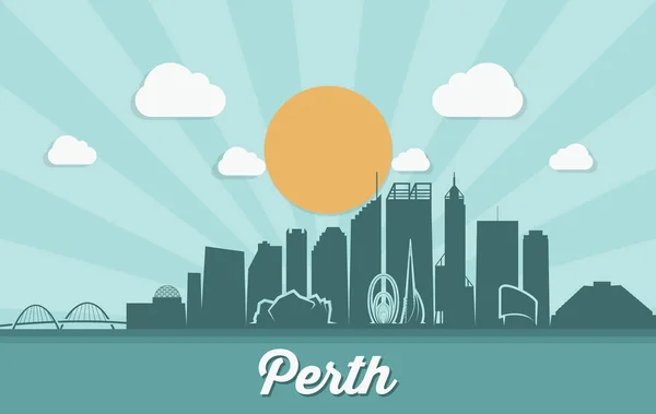 Skyline di Perth - Australia — Vettoriale Stock