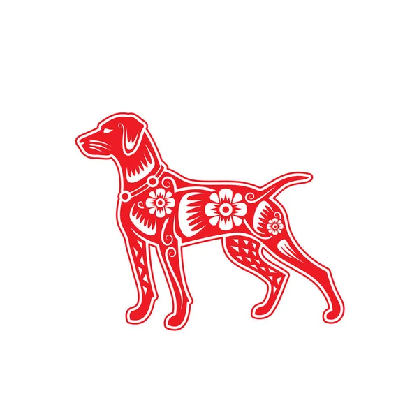 Chien en papier rouge — Image vectorielle