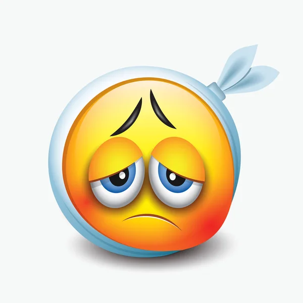 Dolor de muelas emoticono enfermo — Vector de stock