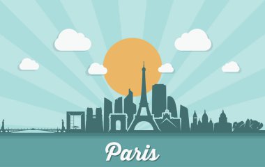 sarı güneş ile Paris manzarası