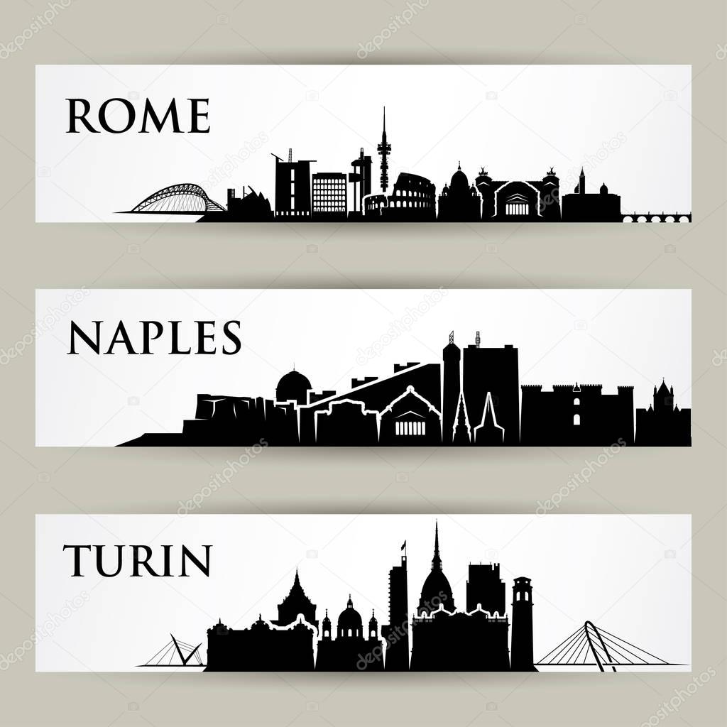 italian cities skyline set