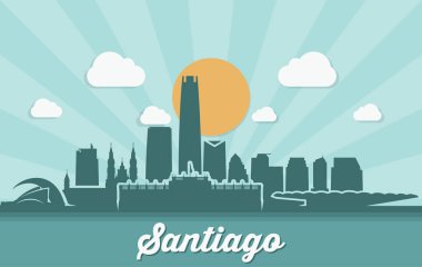 Santiago manzarası ile sarı güneş