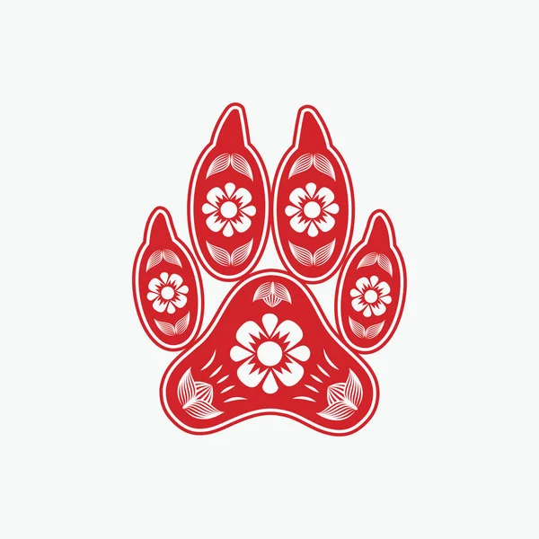Stampa piede cane rosso — Vettoriale Stock