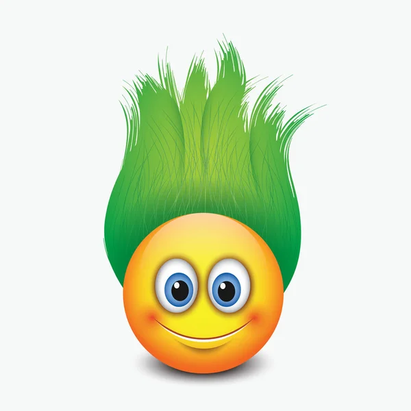 Emoticono lindo con cabello verde — Archivo Imágenes Vectoriales