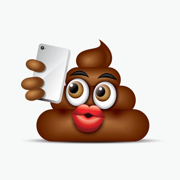 Cacca emoticon scattare selfie — Vettoriale Stock