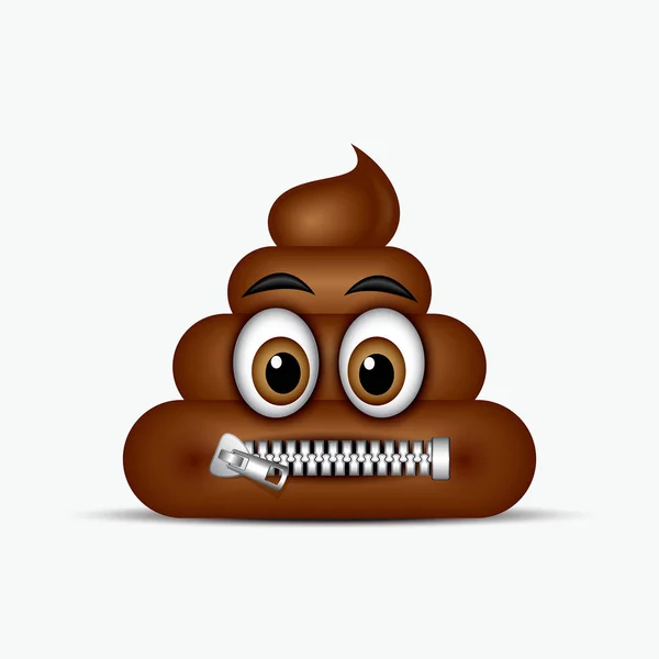 Ingepakte mond poo emoticon, emoji — Stockvector