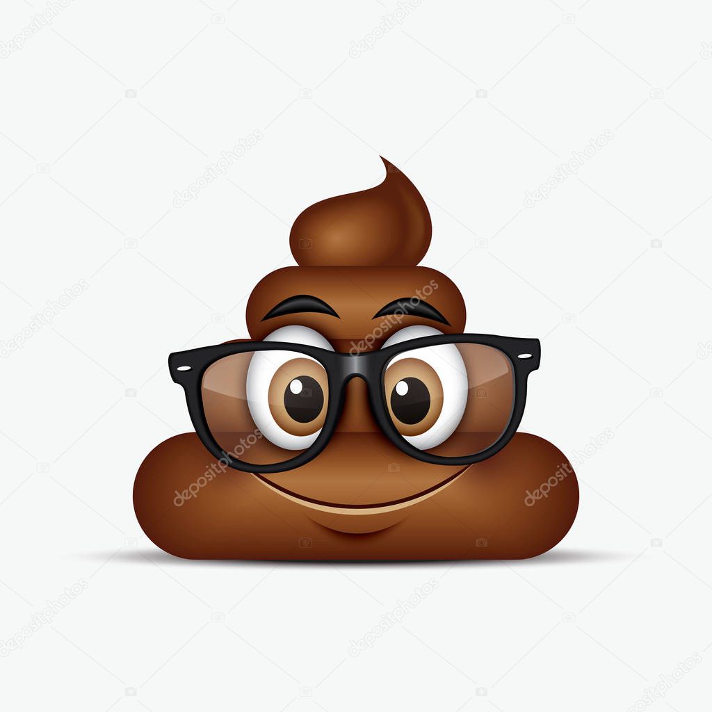 Poo emoticon wearing eyeglasses