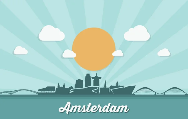 Amsterdam skyline banner —  Vetores de Stock