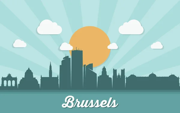 Banner skyline Bruxelas —  Vetores de Stock