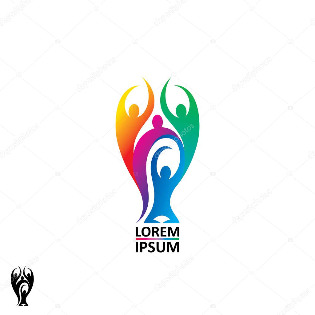 Abstract people symbol in shape of a trophy - vector illustration