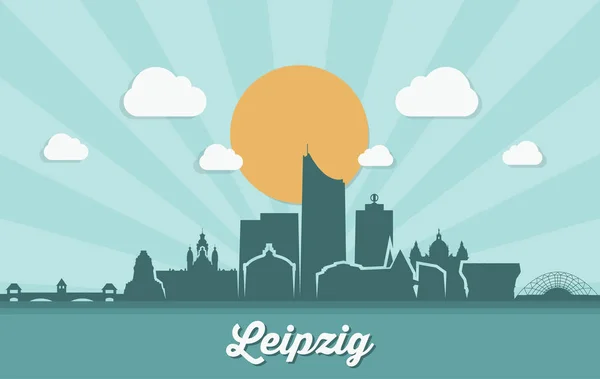 Leipzig şehir manzarası — Stok Vektör