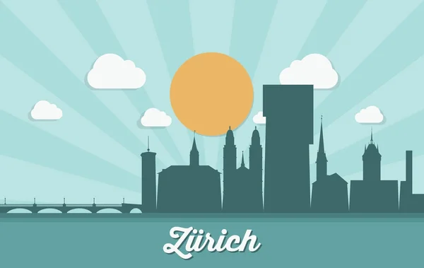 Zurich switzerland ville skyline — Image vectorielle