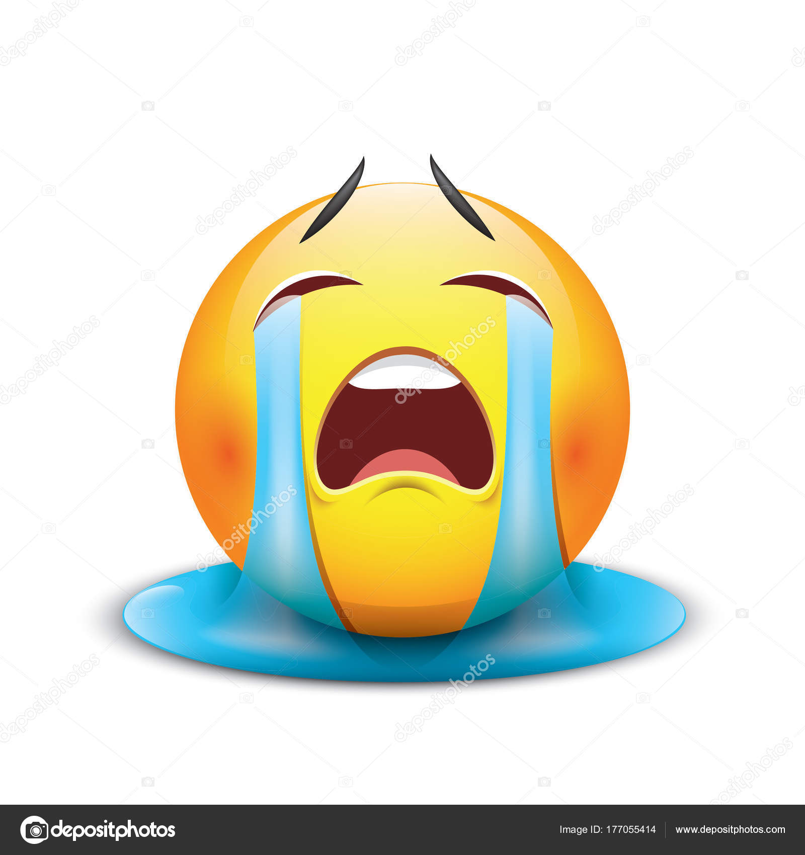 Tränen Trauriges Emoticon Emoji Smiley Vektorillustration
