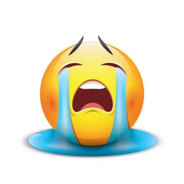 Ağlayan üzgün ifade, emoji, gülen yüz - vektör çizim