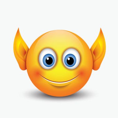 Şirin Elf kulakları ifade - emoji, gülen - vektör çizim