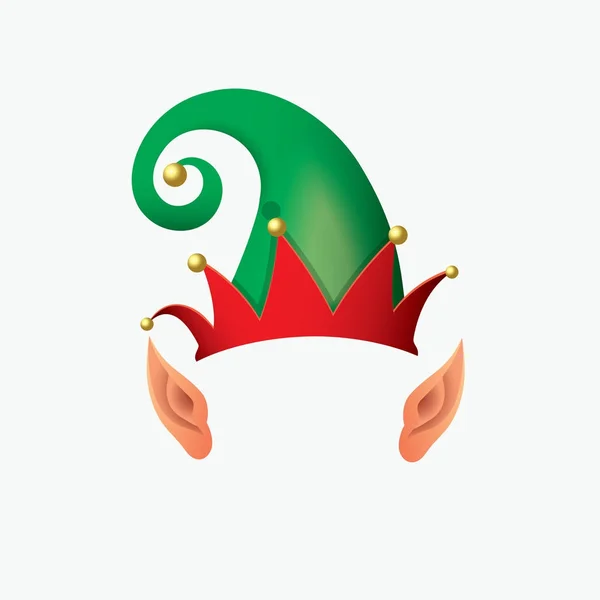 Sombrero Elfo Ayudante Santa Claus Con Orejas Elfo Ilustración Vectorial — Vector de stock