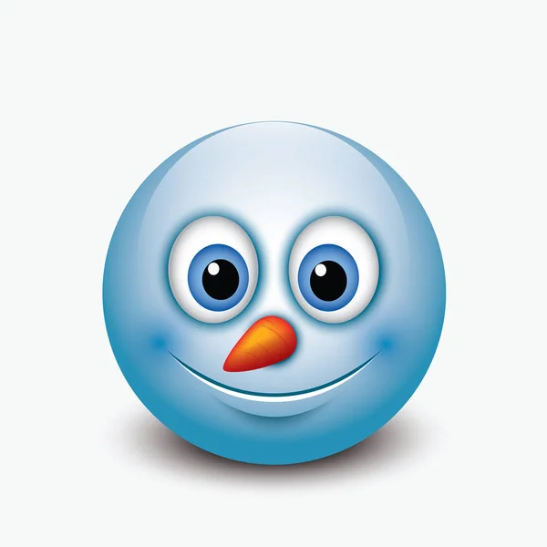 Bonito Boneco Neve Emoticon Emoji Smiley Ilustração Vetorial — Vetor de Stock