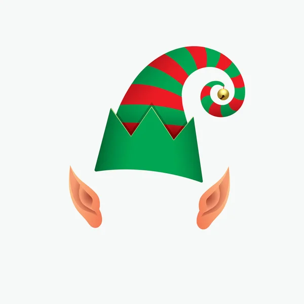 Sombrero Elfo Ayudante Santa Claus Con Orejas Elfo Ilustración Vectorial — Vector de stock