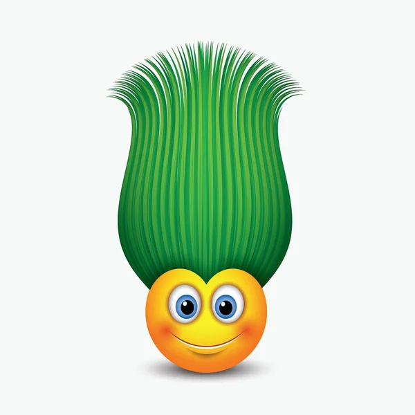 Emoticono Lindo Con Cabello Verde Emoji Smiley Ilustración Vectorial — Archivo Imágenes Vectoriales