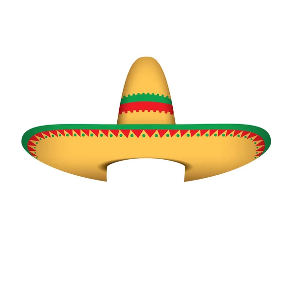 Sombrero Mexican Hat Vector Illustration Isolated White — Stock Vector