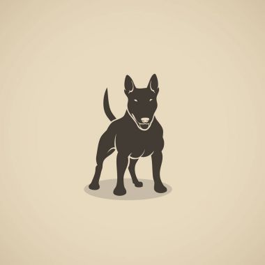 vektör çizim dizayn kahverengi zemin üzerine siyah boğa korkunç köpek